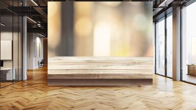 Wooden table top on blur background Wall mural