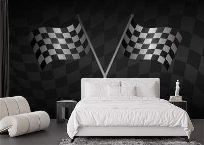 Racing track Background. Racing Checkered Flag. Car Racing Concept. Vector Illustration. Wall mural