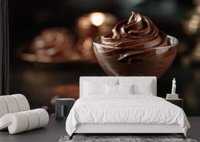 A decadent chocolate mousse in a elegant glass. Wall mural