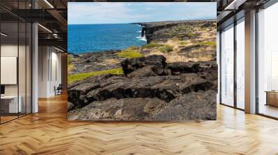 Remains of an Recent Lava Flow On The Sea Cliffs , Hawaii Volcanoes National Park, Hawaii Island, Hawaii, USA Wall mural