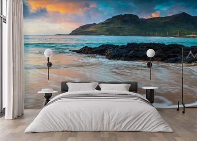 Sunrise on Kalapaki Beach and Nawiliwilii Bay, Lihue,Kauai,Hawaii,USA Wall mural