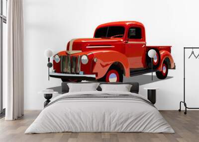 retro classic old electric truck car on white background Wall mural