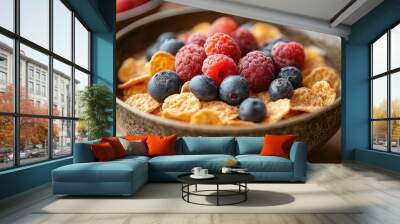 Bowl of Cereal with Berries Wall mural