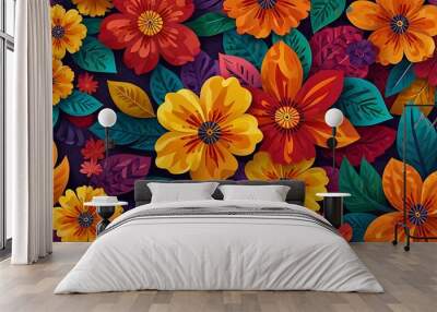 National hispanic heritage geometric colorful concept design floral pattern background Wall mural