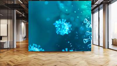 Covid-19 Coronavirus microscope close up concept. Coronaviruses influenza background, pandemic medical health risk virus visualization Wall mural