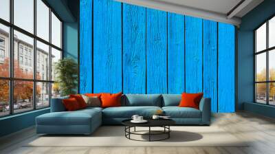 Blue Wood background Wall mural