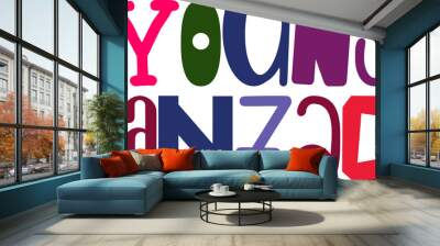 Young Anzac Calligraphy Illustration for Presentation , Brochure, Social Media Post, Newsletter Wall mural