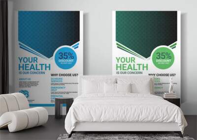 healthcare template design for a report and medical flyer design, leaflets decoration for printing and presentation vector. Wall mural