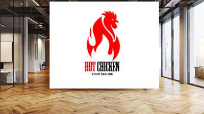 Hot Spicy Chicken Logo Design, Design element for poster, emblem, sign, . Vector illustration Wall mural