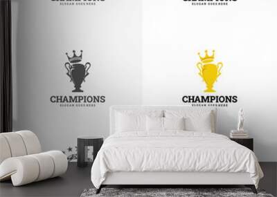 Trophy illustration vector logo icon. Trophy logo icon for winner award logo template Wall mural