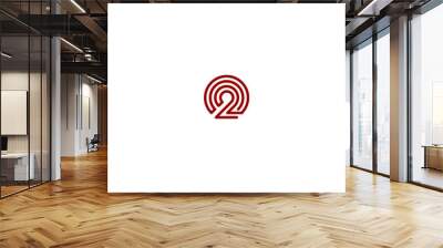 round lines initial two number 2 logo design Wall mural