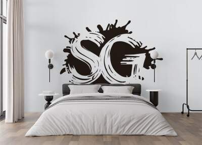   Initial S, G and SG flat splatter logo icon. Abstract ink splash design. Wall mural