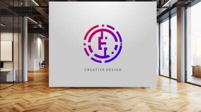 Abstract E Letter Logo. Modern Circle Network Technology Logo Design Wall mural