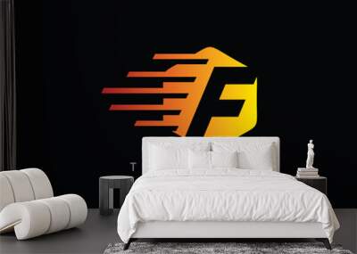 Fast Techno F Letter Logo Icon , Hexagon F Symbol. Wall mural