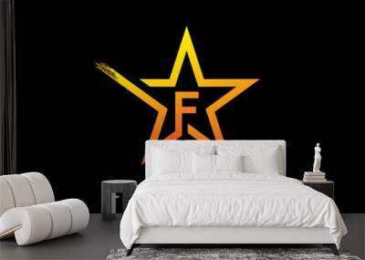 star f letter digital network , technology and digital abstract f vector logo. Wall mural