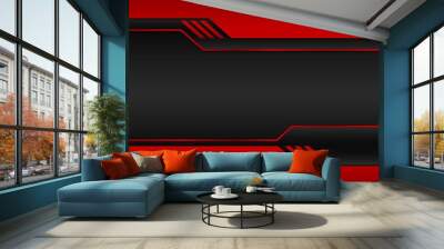 Black and red abstract modern techno background for business template purpose Wall mural