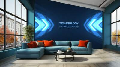 Abstract blue arrows futuristic technology background concept high-speed movement. Dynamic motion blue hi tech digital arrows and stripes. Vector illustration Wall mural