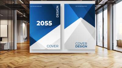 Blue and white abstract modern poster or vertical background vector set. A4 resolution polygonal elegant cover design for brochure, book, flyer, poster, background, banner, annual report presentation. Wall mural