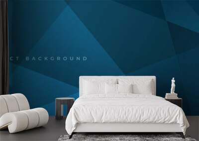 Blue modern abstract wide banner with geometric shapes. Dark blue abstract background. Vector illustration Wall mural