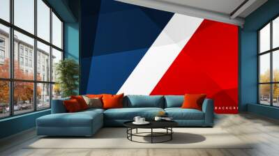 Blue white and red modern abstract background with polygonal 3d geometric texture. French Flag concept vector illustration. Wall mural