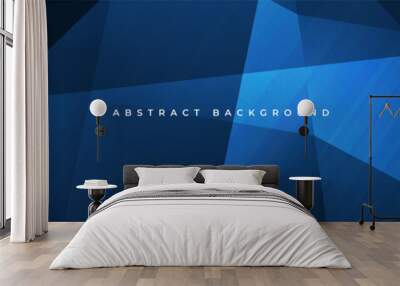 Dark blue vector abstract background. Blue modern abstract wide banner with geometric shapes. Wall mural