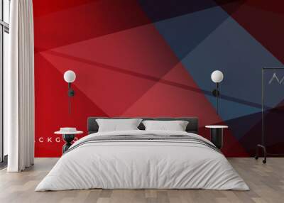 Dark red abstract background. Red modern abstract wide banner with geometric shapes. Vector illustration Wall mural