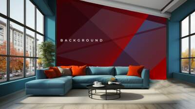 Dark red abstract background. Red modern abstract wide banner with geometric shapes. Vector illustration Wall mural