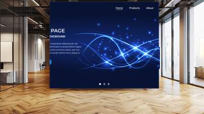 Landing page technology website template design. Blue vector illustration concept of web page design for website. Modern technology Interface. Landing web page. Wall mural