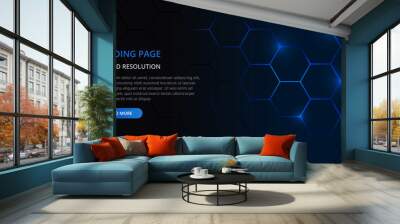 Landing page website template design. Hexagonal technology concept of web page design for website. Modern Interface. Landing web page. Vector illustration EPS10. Wall mural