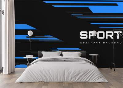 Sports abstract background. Modern sport banner design with horizontal blue and gray lines. Vector illustration Wall mural