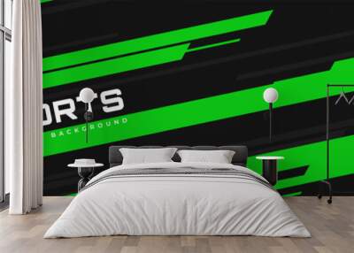 Sports abstract background. Modern sport banner design with horizontal green and gray lines. Vector illustration Wall mural