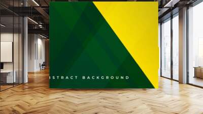 Vector dark green and yellow modern abstract banner with diagonal shapes. Yellow and green wide abstract background. Wall mural