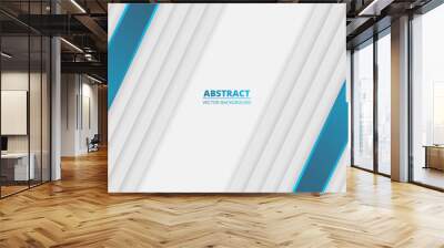 White abstract modern background with white and blue lines and shadows. White royal modern banner with light blue gradient lines. Futuristic abstract backdrop. Vector illustration EPS10. Wall mural