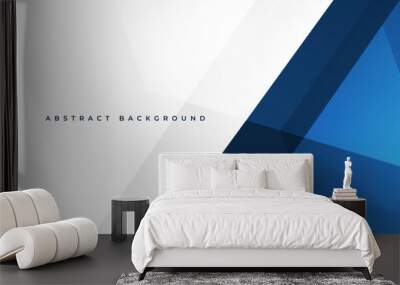 White and blue modern abstract background. Dark blue and white abstract banner with geometric shapes. Vector illustration Wall mural