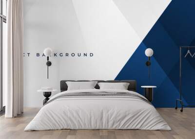 white and blue modern abstract wide banner with geometric shapes. dark blue and white abstract backg Wall mural