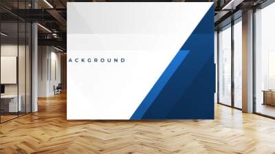 White and blue modern abstract wide banner with geometric shapes. Dark blue and white abstract background. Vector illustration Wall mural