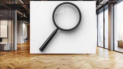 Black and white magnifying glass symbol on white background - Simple and modern design Wall mural