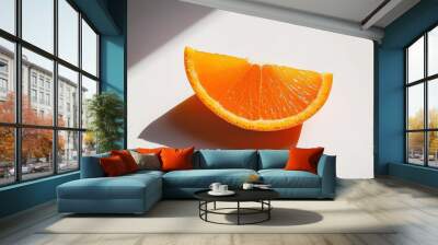 Delicious Close-Up of Freshly Peeled Orange Slice on White Background Wall mural