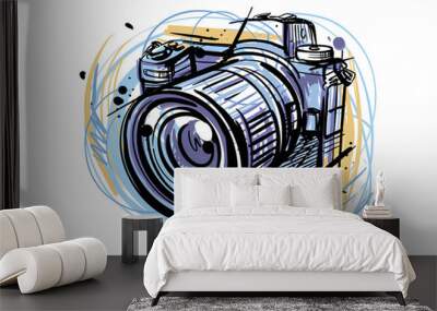 abstract color camera on white background Wall mural