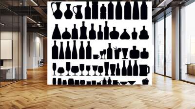 beverage and glass icons Wall mural