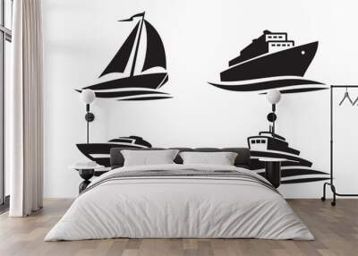 black ships icons Wall mural