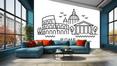 city of Rome in outline style on white background Wall mural