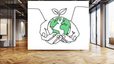 girls holding planet earth illustration Wall mural