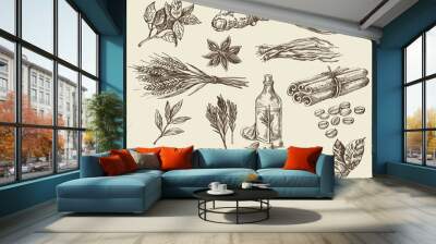 hand drawn food sketch Wall mural