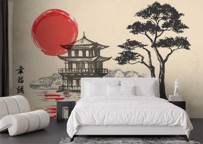 Japanese sketch illustration Wall mural