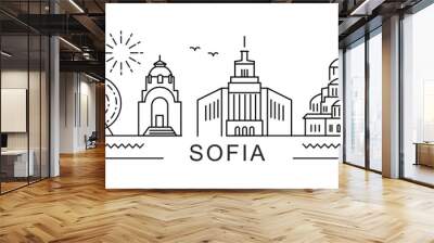 Sofia City Line View. Poster print minimal design. Bulgaria Wall mural