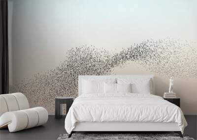 Cloud of starlings.Thousands of starlings synchronize their flight. Wall mural