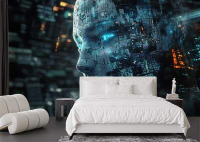 Artificial Intelligence Technology Futuristic Abstract Digital Background Concept Illustration photo Wall mural