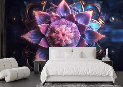 detailed illustration artwork lotus mandala light mandala yoga image Ai generated art Wall mural