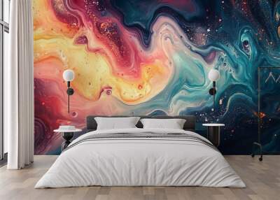 Gradient-enhanced waves creating abstract digital pattern flows image Wall mural